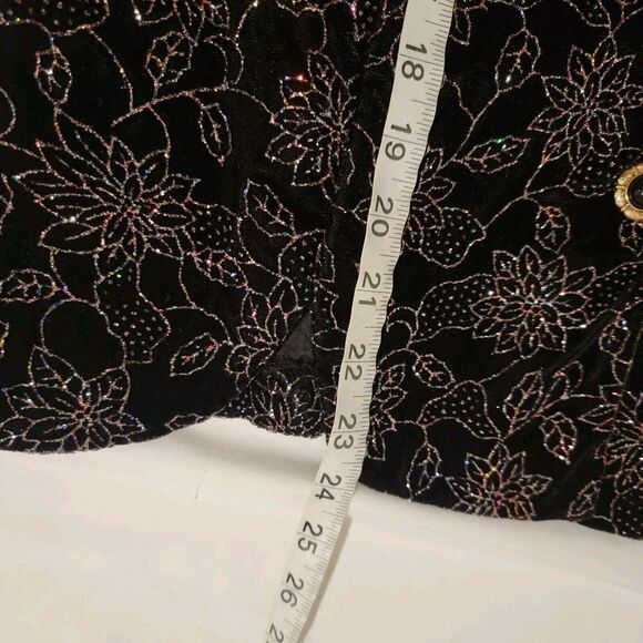 Glitter Floral Evening Velvet Jacket Womens Size 14 Button Up Elegant Regency - Picture 9 of 9